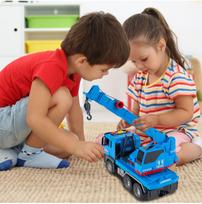 su kranu - Malplay žaislinis sunkvežimis kranas su pavara, šviesa ir garsu - 4 nuotrauka