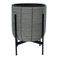 vazonas gelei su stovu - Gėlių vazonas Home4you Wicker 38102, plastikinis/metalas, Ø 38 cm, pilkas - 2 nuotrauka