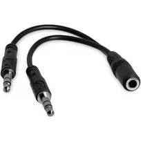 kabeli 3 x 2 5 - Adapteris StarTech MUYHSFMM 3.5 mm female, 2 x 3.5 mm male, juoda - 5 nuotrauka