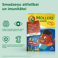 zuvys -  MÖLLER'S JUNIOR, kolos skonio, nuo 3 m., 45 kramtomosios tabletės - 3 nuotrauka