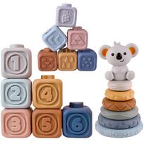 zaislai meskiukai - WOOPIE BABY 51718 3-in-1 sensorinių kaladėlių rinkinys su meškiuku - 5 nuotrauka
