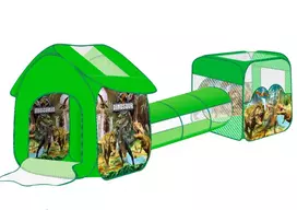 zaidimu namelis - Lean Toys Vaikų žaidimų aikštelė 3in1 su tuneliu ir kamuoliukų baseinu, dinozaurų tema - 3 nuotrauka