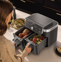 air fryer dual - Ninja DualZone XL DZ950EU, 9,5 L, 2470 W, Juoda/Pilka (Black/Grey) - 3 nuotrauka