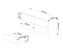komoda 120 - Komoda Akord Furniture Factory K120 4SZ CLP, ąžuolo/balta, 40 cm x 120 cm x 55 cm - 3 nuotrauka