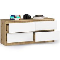 komoda 120 - Komoda Akord Furniture Factory K120 4SZ CLP, ąžuolo/balta, 40 cm x 120 cm x 55 cm - 4 nuotrauka