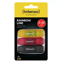 usb atmintukai - MEMORY DRIVE FLASH USB2 3X32GB/RAINBOW 3502483 INTENSO - 2 nuotrauka