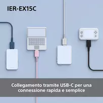 usb c ausines - Sony IER-EX15C USB-C Rožinė (Pink) - 3 nuotrauka