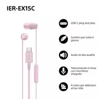 usb c ausines - Sony IER-EX15C USB-C Rožinė (Pink) - 4 nuotrauka