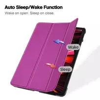 galaxy fold 5 deklas - iLike "Tri-Fold Eco-Leather Stand Case Galaxy Tab A8 (10.5")" Purple - 4 nuotrauka