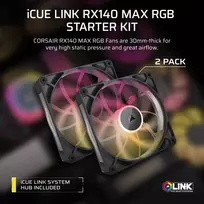 kompiuterio ventiliatorius - Corsair iCUE LINK RX140 MAX RGB PWM Fan 140mm Black 2 vnt. - 2 nuotrauka