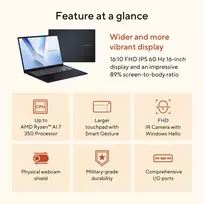amd radeon - ASUS Vivobook 16 M1607KA-MB164W, AMD Ryzen AI 5 330, 16 GB, 512 GB, 16", Mėlynas (Blue) - 4 nuotrauka