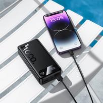 power bank 20000mah 22.5w - Hoco J154A 20000mAh, 22.5W, juoda - 3 nuotrauka
