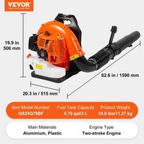 benzininis lapu pustuvas - Vevor QS25Q79BF - 6 nuotrauka