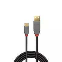 type c i usb a - LINDY Anthra Line USB 2.0 Type A į C kabelis, 1 m, Juodas (Black) / 36886 - 2 nuotrauka