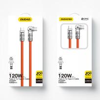 120w laidas c - Dudao USB-C į USB-C besisukantis kabelis L24CC 120W Oranžinis (Orange) - 3 nuotrauka