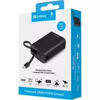 powerbank 20w - Sandberg 20000mAh PD20W Juodas (Black) - 2 nuotrauka