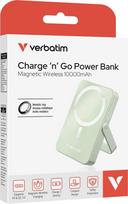 3 5v baterijos - Verbatim Charge 'n' Go Magnetic Wireless Power Bank with Stand, 10000mAh, Green - 6 nuotrauka