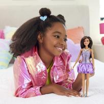 blizgi suknele - Mattel Barbie Fashionistas Madistė pūsta violetine suknele HYT92, 29 cm, Violetinė - 6 nuotrauka