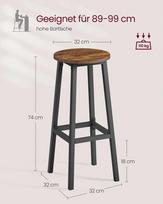baro kojos - Baro kėdžių komplektas Songmics Vasagle, rudos/juodos (Brown/Black), 74 cm, 2 vnt. - 3 nuotrauka