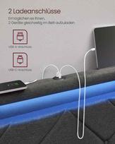 miegamojo lovos remas - Lova Songmics VASAGLE RMB828G02, šviesiai pilka (Light Grey), 160x200 cm, su LED ir stalčiais - 6 nuotrauka