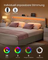 miegamojo lovos remas - Songmics Metalinė lova su LED apšvietimu ir stalčiais, 210.2 x 169 cm, juoda (Black) - 6 nuotrauka