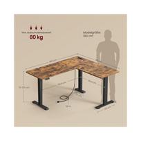 elektros - VASAGLE Elektra Reguliuojamo Aukščio Kampinis Stalas su Įkrovimo Stotele, Vintažinė Ruda-Rašalo Juoda (Vintage Brown-Ink Black) - 6 nuotrauka