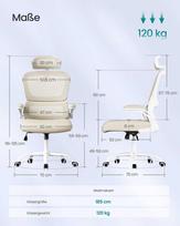 sulankstomos kedes - Songmics Ergonomiška biuro kėdė, bežinė (Beige) - 2 nuotrauka