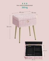 pufas deze - Songmics Rožinė kosmetinio staliuko kėdė su dėže (Pink) - 3 nuotrauka
