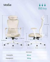 reguliuojama kede - Songmics Ergonominė biuro kėdė, juoda (Black) - 6 nuotrauka