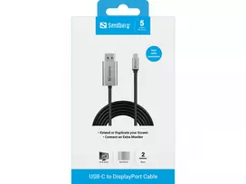 usb c i usb c 2m - Sandberg 136-51 USB-C į DisplayPort kabelis 2m Pilkas (Gray) - 3 nuotrauka