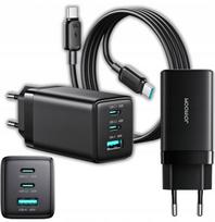 Joyroom JR-TG10 65W GaN 2xUSB-C + USB-A Sieninis Įkroviklis su 100W USB-C - USB-C 1.2m Laidas - Juodas (Black)