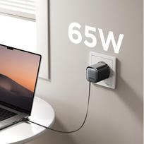 usb 65w charger - Joyroom JR-TCL02 65W USB-A USB-C GaN įkroviklis su integruotu USB-C laidu - Juodas (Black) - 7 nuotrauka