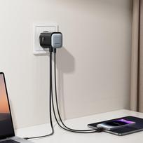 usb 65w charger - Joyroom JR-TCL02 65W USB-A USB-C GaN įkroviklis su integruotu USB-C laidu - Juodas (Black) - 8 nuotrauka