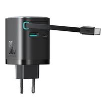 usb 65w charger - Joyroom JR-TCL02 65W USB-A USB-C GaN įkroviklis su integruotu USB-C laidu - Juodas (Black) - 9 nuotrauka