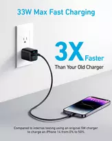 telefonu pakrovejai - Anker 323 33W Sieninis įkroviklis 1xUSB-A + 1xUSB-C Juodas (Black) - 4 nuotrauka