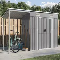 vidaXL Sodo sandėliukas su prailgintu stogu, Šviesiai pilkas (Light Grey), 277x107x181cm, plienas