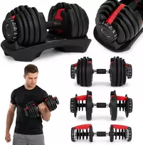 Reguliuojamas ketaus hantelis su stovu MOVEPRO 2.5-24 kg