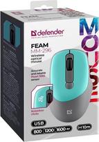 silent mouse - Defender FEAM MM-296 RF Silent Mėtinė (Mint) - 4 nuotrauka