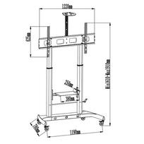 televizoriaus stovas laikiklsi tv stovas - TECHLY Floor Stand Height Adjustable 2 Shelves LCD / LED 52-110inch - 3 nuotrauka