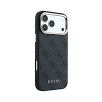 iphone telefonai - Guess PU Leather 4G Gold Frame MagSafe dėklas Apple iPhone 18 Pro Max Juodas (Black) - 4 nuotrauka