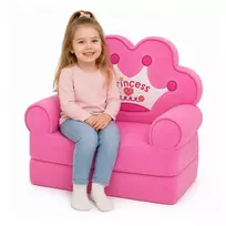 lova fotelis - Lean Toys vaikiškas fotelis-lovytė su karūnos motyvu, rožinis (Pink), 48 x 40 x 40 cm - 3 nuotrauka