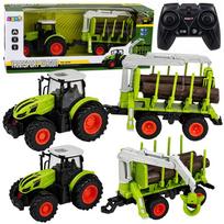 Lean Toys RC nuotolinio valdymo traktorius su miško priekaba ir rąstų griebtuvu 1:24