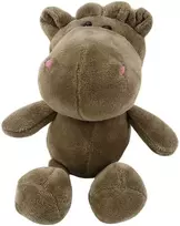 Lean Toys pliušinis begemotas su siurbtuku, rudas (Brown), 23 cm