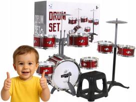 bugnas vaikams - RAMIZ Mega Drums 7 būgnų perkusija vaikams su kėdute ir lazdelėmis - 1 nuotrauka