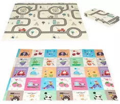 ECOTOYS edukacinis dvipusis sulankstomas putplasčio kilimėlis, 198 cm x 178 cm