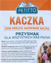 triusiu ausys - Skanėstas šunims Petitto Rabbit Ear Stuffed With Duck, antiena, 0.5 kg - 3 nuotrauka