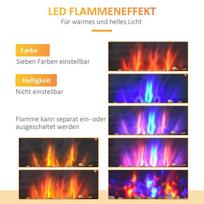elektrinis zidinys - HOMCOM Elektrinis židinys su LED liepsnos efektu, 1000/2000 W, Juodas (Black) - 6 nuotrauka