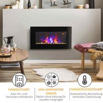 elektrinis zidinys - HOMCOM Elektrinis židinys su LED liepsnos efektu, 1000/2000 W, Juodas (Black) - 7 nuotrauka
