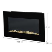 elektrinis zidinys - HOMCOM Elektrinis židinys su LED liepsnos efektu, 1000/2000 W, Juodas (Black) - 8 nuotrauka