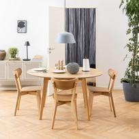 valgomojo komplektas su apvaliu stalu - Valgomojo komplektas Home4you Roxby, ąžuolo (Oak) su 4 kėdėmis - 4 nuotrauka